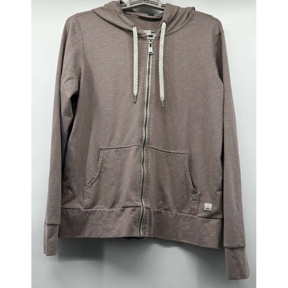 Vuori Mauve Zip-Up Hoodie with White Drawstrings